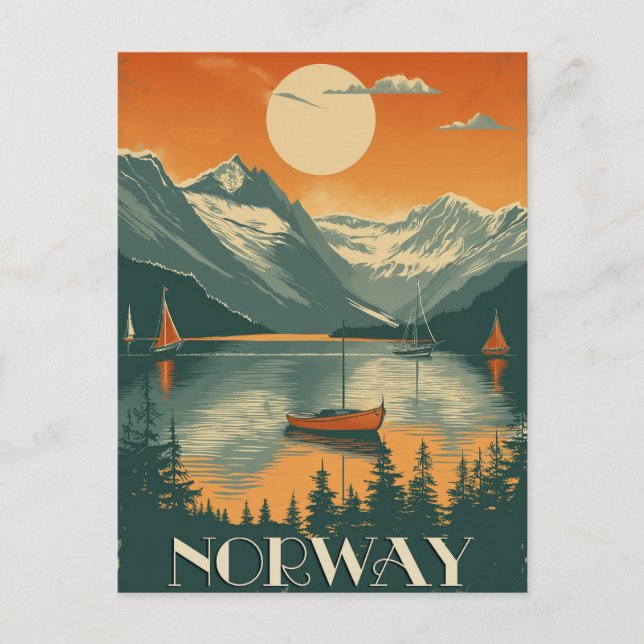 Vintage Norway Travel Postcard (Front)