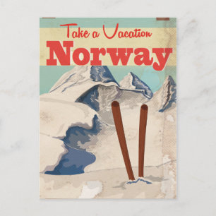 Vintage Norway Travel Poster Postcard