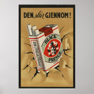Vintage Norwegian Cigarette Ad Poster