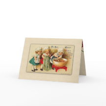 Vintage Nostalgic Christmas Children Baking