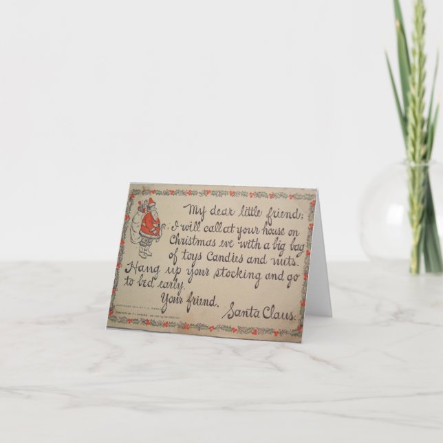 Vintage Note to Children from Santa, Holiday Card (Front)