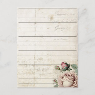 Vintage Notepad Lined Floral Paper Postcard