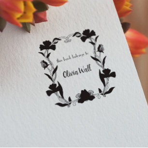 Vintage Nouveau Frame Bookplate Ex Libris Bookish Rubber Stamp