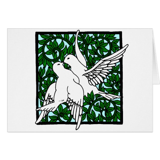 Vintage Nouveau Kissing Doves (Front Horizontal)