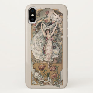 Vintage Nouveau Maiden with Chrysanthemums Case-Mate iPhone Case
