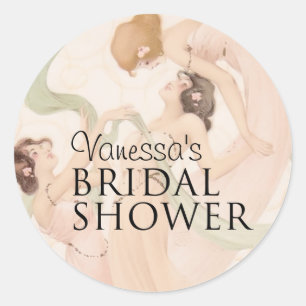 Vintage Nouveau Mayflies Bridal Shower Classic Round Sticker