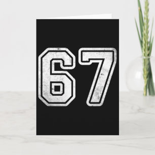 Vintage Number #67 White Sports Team Varsity Numbe Card
