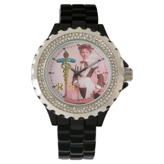 VINTAGE NURSE and Gold Caduceus NR Emblem Watch (Front)