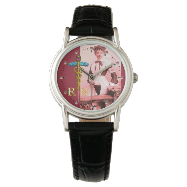 VINTAGE NURSE and Gold Caduceus NR Emblem Watch (Front)