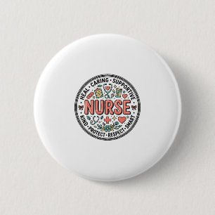 Vintage Nurse Appreciation Floral Medical Shirt De 2 Inch Round Button