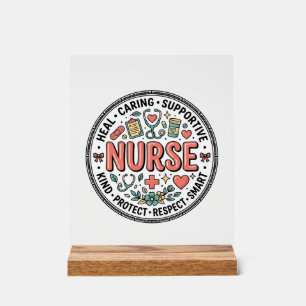 Vintage Nurse Appreciation Floral Medical Shirt De Acrylic Sign