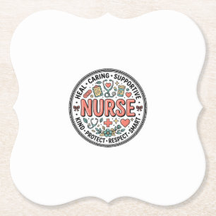 Vintage Nurse Appreciation Floral Medical Shirt De Paper Coaster