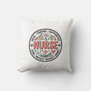 Vintage Nurse Appreciation Floral Medical Shirt De Throw Pillow