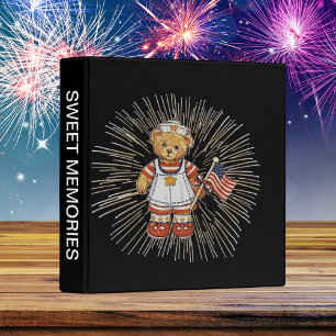 Vintage Nurse Bear with Modern White Fireworks Binder