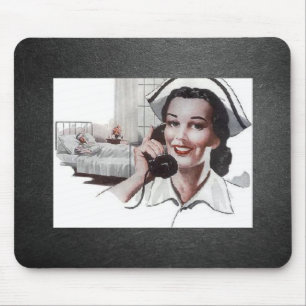 Vintage Nurse Black and White Mouse Pad