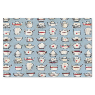 Vintage Nurse Caps Blue Pattern Tissue Paper