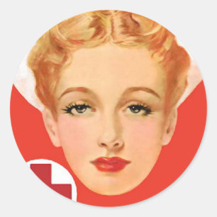 Vintage Nurse Classic Round Sticker