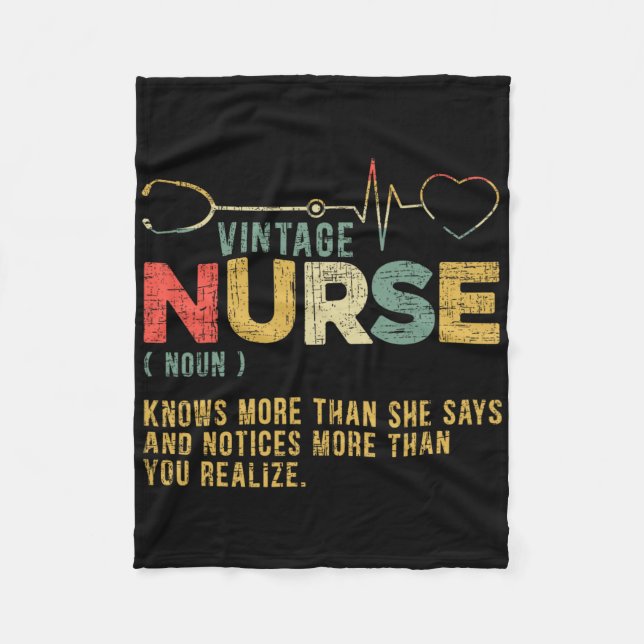 Vintage Nurse Definition Hospital Medical Register Fleece Blanket (Front)