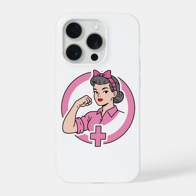 Vintage Nurse Feminist iPhone 15 Pro Case (Back)