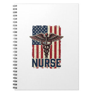 Vintage Nurse Flag Caduceus Back Design_1 Notebook