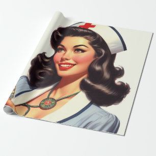 Vintage Nurse Illustration Wrapping Paper