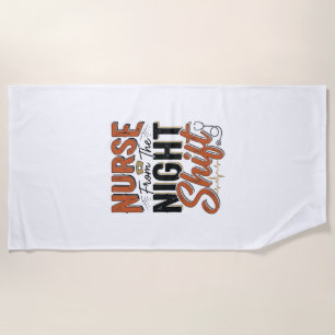 Vintage Nurse Night Shift Shirt Design_1 Beach Towel