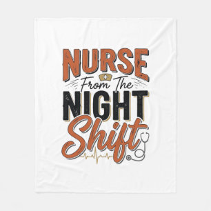 Vintage Nurse Night Shift Shirt Design_1 Fleece Blanket