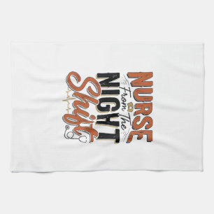 Vintage Nurse Night Shift Shirt Design_1 Kitchen Towel