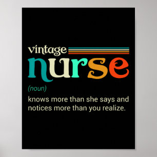 Vintage Nurse Noun Definition Knows More Than She Poster