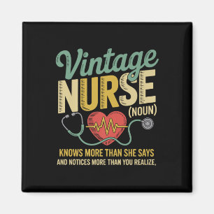 Vintage Nurse Noun Knows More Than She Says Quote  Magnet