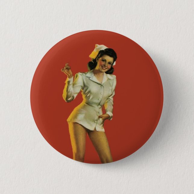 Vintage Nurse Pinup 2 Inch Round Button (Front)
