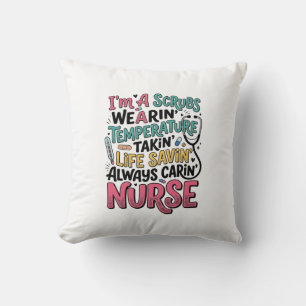 Vintage Nurse Scrubs Temperature Life Saving Shirt Throw Pillow