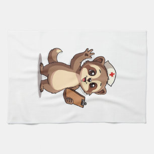 Vintage Nurse Sloth Cute Retro Medical Animal 2 Kitchen Towel