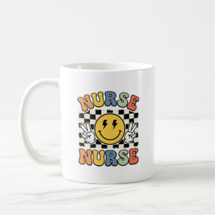 Vintage Nurse Smiley Chequerboard Shirt Design_1 Coffee Mug