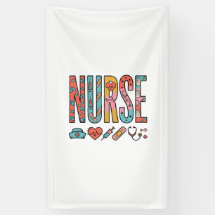 Vintage Nurse Typography Medical Icon Shirt Design Banner