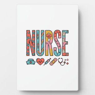 Vintage Nurse Typography Medical Icon Shirt Design Plaque