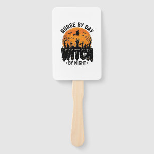 Vintage Nurse Witch Halloween Design_1 Hand Fan