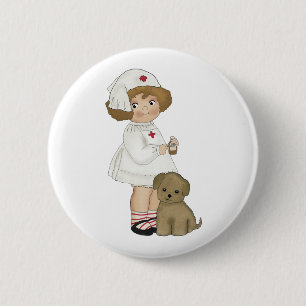 Vintage Nurse With Puppy T-shirts and Gifts 2 Inch Round Button
