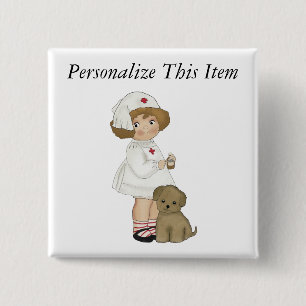 Vintage Nurse With Puppy T-shirts and Gifts 2 Inch Square Button