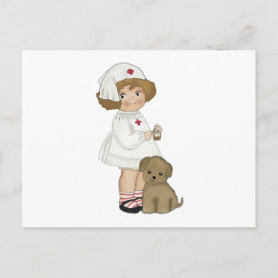 Vintage Nurse With Puppy T-shirts and Gifts Postcard