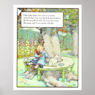Vintage Nursery Print- 'I like little pussy' Poster