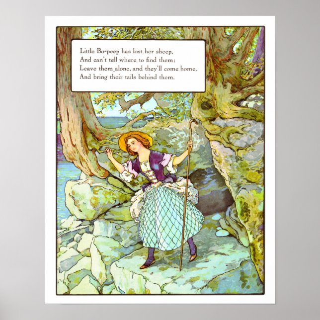 Vintage Nursery Print- Little Bo-Peep Poster (Front)