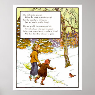 Vintage Nursery Print- The Little Robin Poster