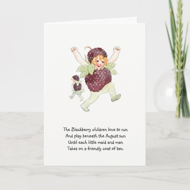 Vintage Nursery Rhyme Flower Child Blackberry Cute Card (Front)