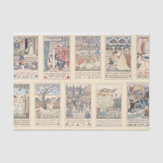 Vintage Nursery Rhyme Illustrations | Colour Tissue Paper (Front)