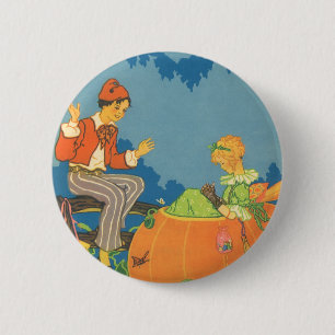 Vintage Nursery Rhyme, Peter Peter Pumpkin Eater 2 Inch Round Button