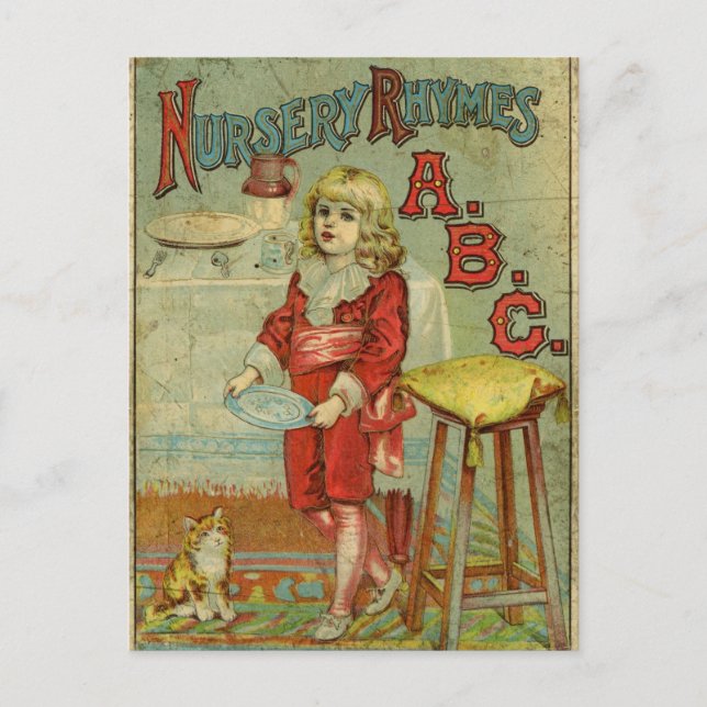 Vintage Nursery Rhymes ABC Children's Book Cover Postcard (Front)