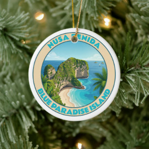 Vintage Nusa Penida Bali Kelingking Beach Travel Ceramic Ornament