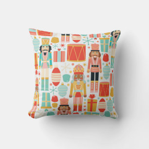 Vintage Nutcracker Christmas Seamless Pattern Throw Pillow