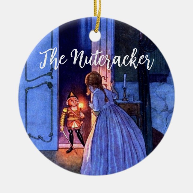 Vintage Nutcracker Painting Personalized Christmas Ceramic Ornament (Front)